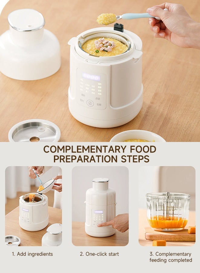 Soft Touch Multi-Functional Baby Food Maker, 2-in-1 Steamer and Blender, 300mL Glass Bowl, Baby Food Processor with SS316 Blade, Low-Noise, Keep-Warm, Steam Cook and Blender with Touch Screen Control for 6+ Months - Image 4